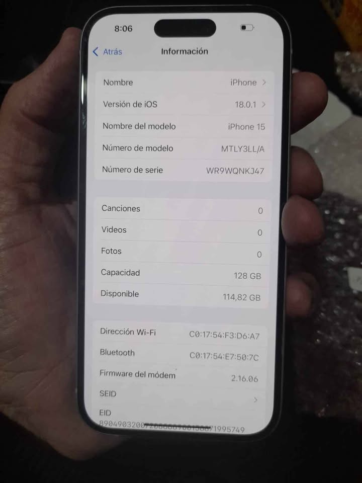 IPHONE 15 LIBRE IMPECABLE 128GB 90%