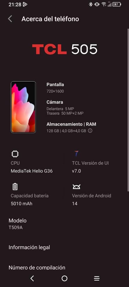 TCL 505 libre 8 gb de ram, android 14, 128gb, pantalla 90hz se puede probar sin compromiso
