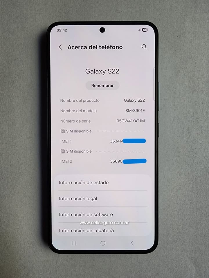 Samsung S 22 8 Ram 128 Gb. Libre de Fabrica para chip físico y e-sim. Accesorios + Garantia.