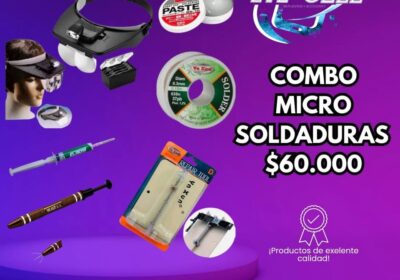 COMBO PARA MICROSOLDADURAS DE SERVICIO TECNICO DE CELULARES LUPA + SOPORTE PLACA + ESTAÑO