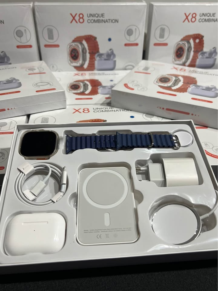 UNIQUE X8 AURICULARES + RELOJ + CARGADOR INALÁMBRICO Y MAS