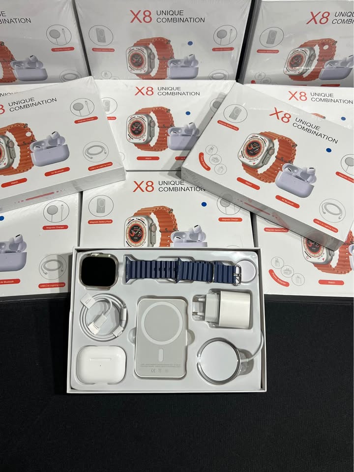 UNIQUE X8 AURICULARES + RELOJ + CARGADOR INALÁMBRICO Y MAS