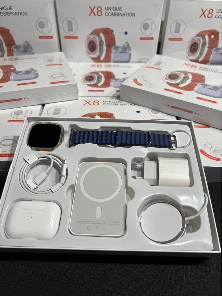 UNIQUE X8 AURICULARES + RELOJ + CARGADOR INALÁMBRICO Y MAS