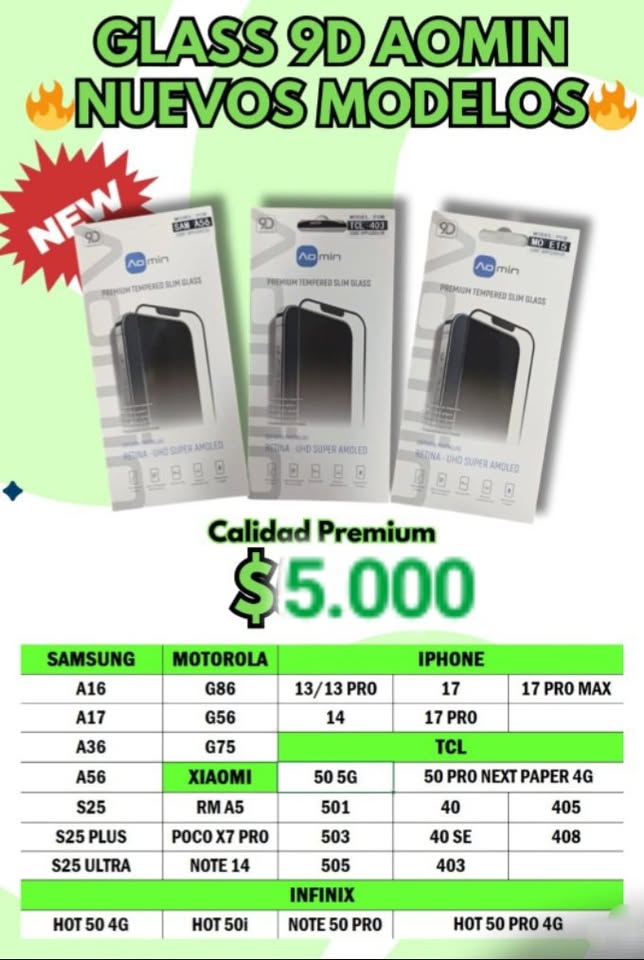 VIDRIO TEMPLADO PARA TODAS LAS MARCAS