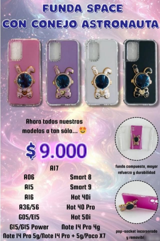 FUNDA SPEC CON CONEJO ASTRONAUTA