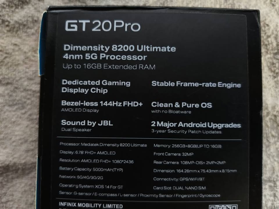 infinix gt20 pro 8/256