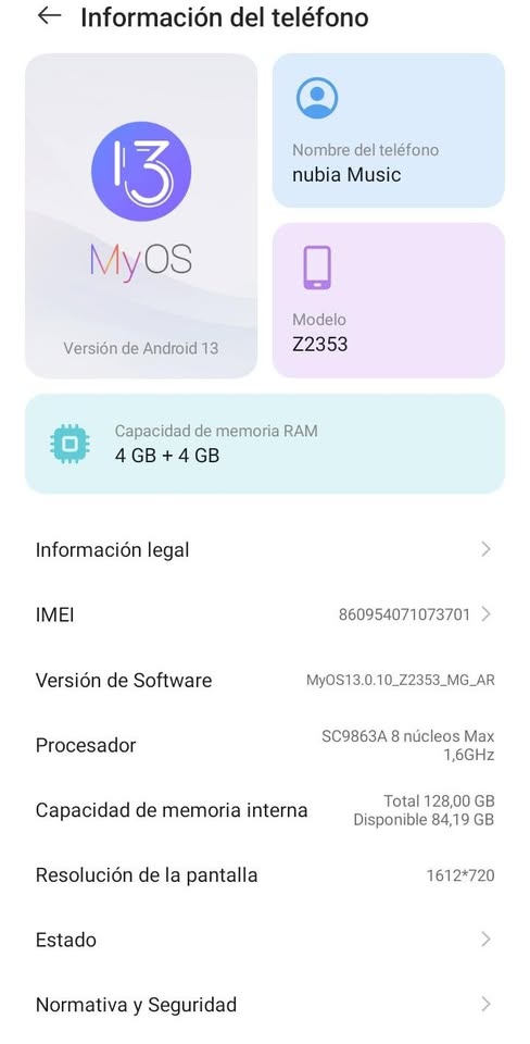 Nubia Music 128 GB 4 GB RAM (A WIFI)