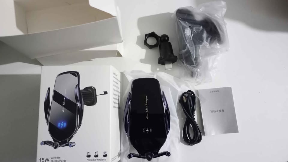 CARGADOR INALÁMBRICO CON SOPORTE PARA AUTO Y SENSOR INTELIGENTE. FJ21. NUEVO! ✅