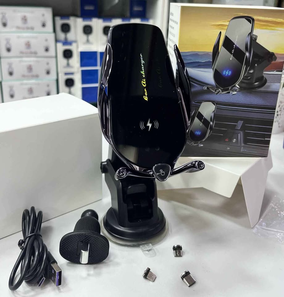 CARGADOR INALÁMBRICO CON SOPORTE PARA AUTO Y SENSOR INTELIGENTE. FJ21. NUEVO! ✅