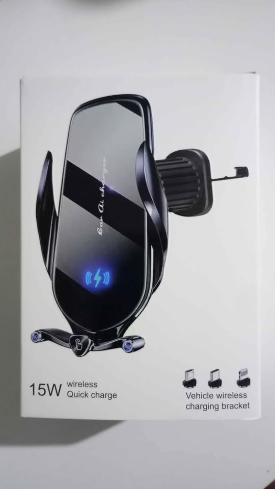 CARGADOR INALÁMBRICO CON SOPORTE PARA AUTO Y SENSOR INTELIGENTE. FJ21. NUEVO! ✅