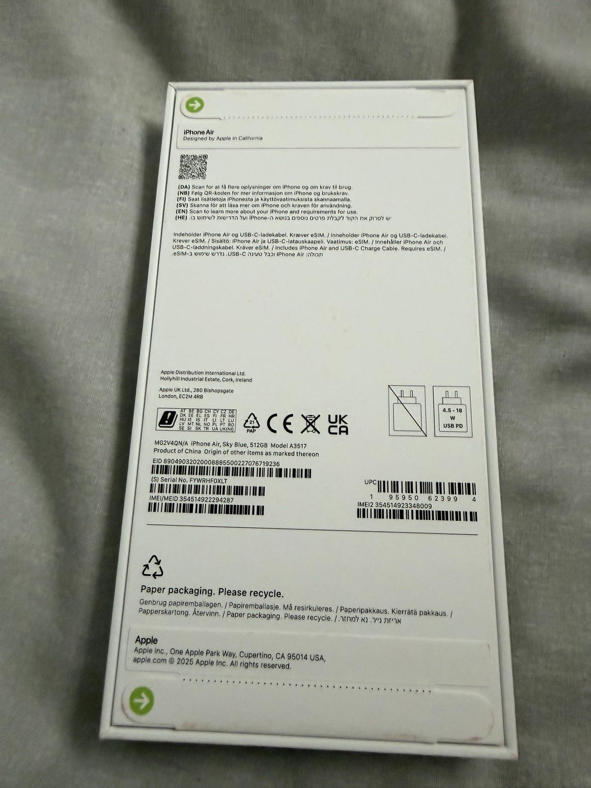 Apple iPhone 17 Air 512GB 12GB RAM