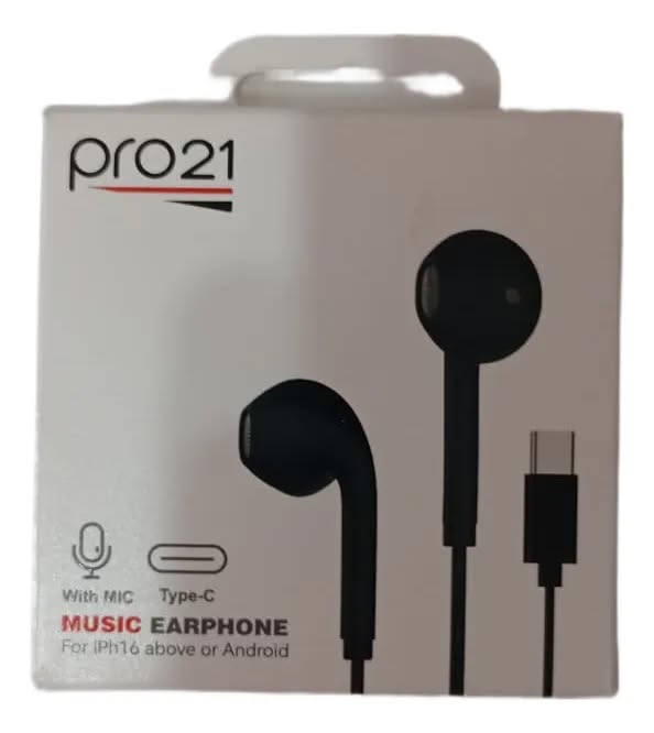 Auriculares Pro21 Para Celulares Con Micrófono In Ear Negro