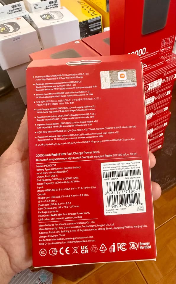 Cargador Portátil Xiaomi Redmi 20000mAh 18W POWER BANK Nuevo Sellado