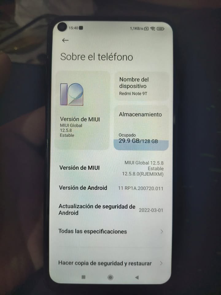 xioami redmi note 9t libre 128/4 ram nfc